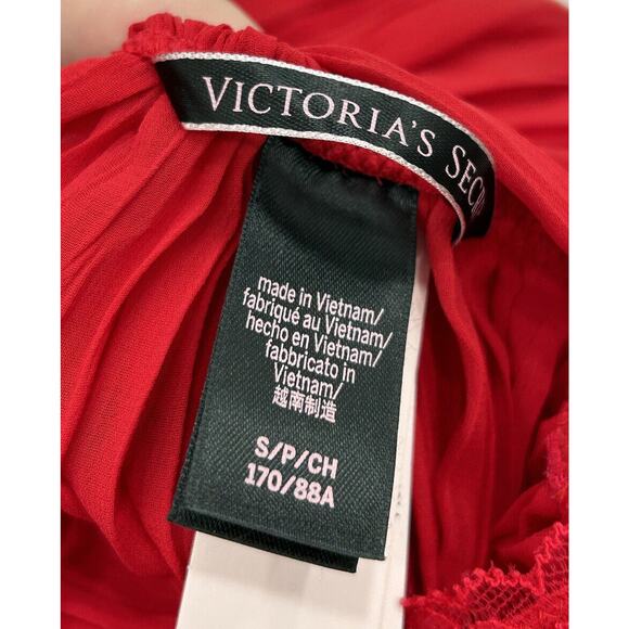 Victorias Secret Size Small Red Pleated Babydoll Lingerie Nightie Slip Bow NWT - Picture 9 of 10